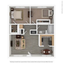 Two Bedroom, One Bath East - Classic 00E floor plan